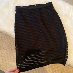 BEBE MESH STRIP SKIRT